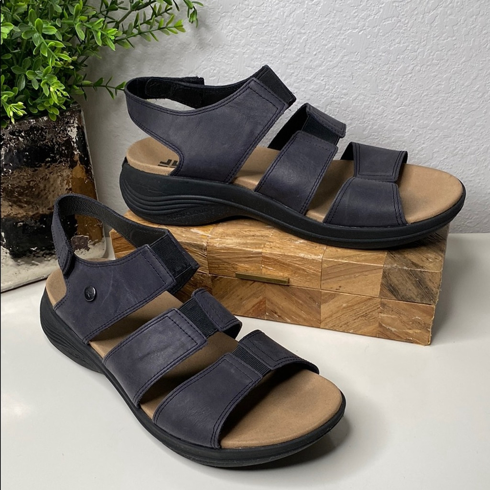 Kuru CODA Muse Strappy Sandal Jet Black Leather Size 12‎